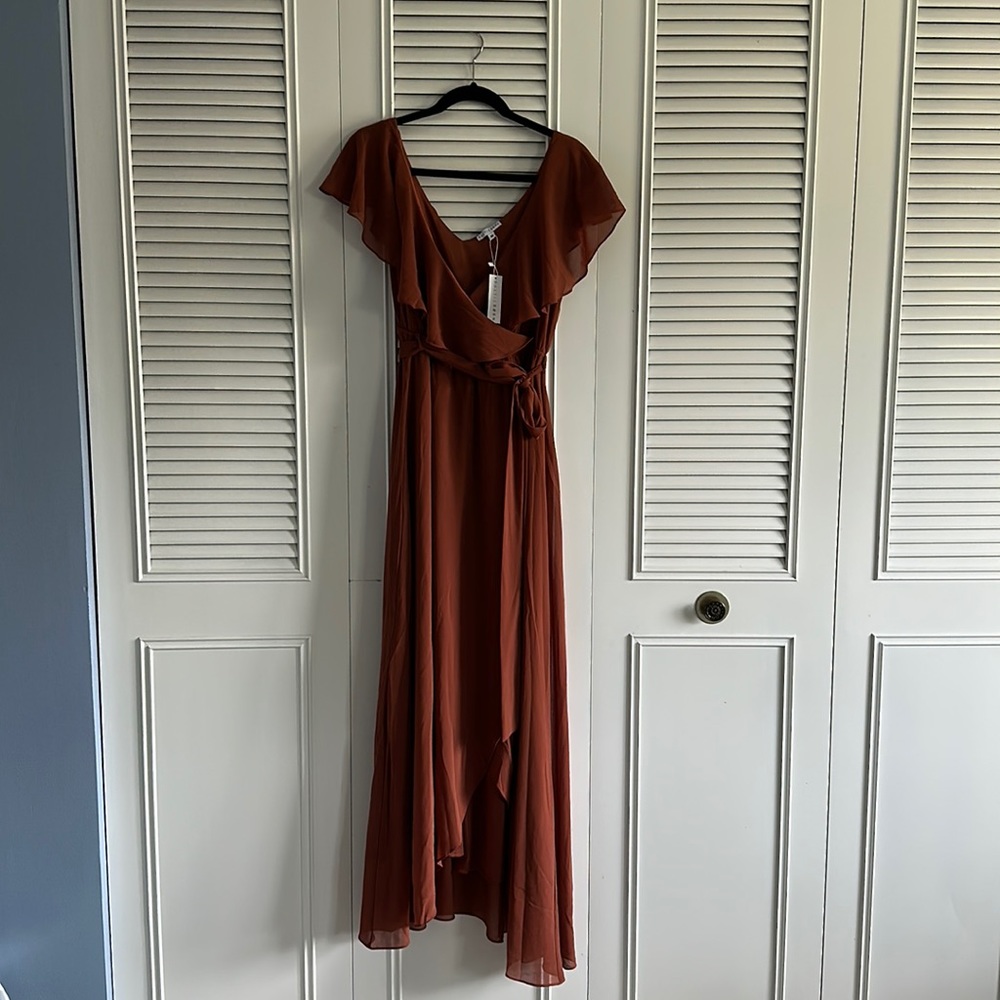 Katya Ruffle Maxi Dress color Rust -Medium